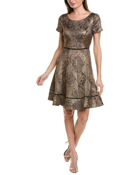 Focus By Shani Metallic Jacquard A-Line Dress Women's 4