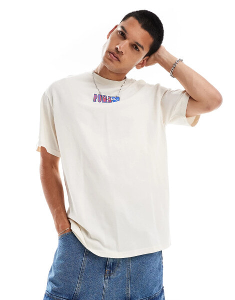 Puma central logo t-shirt in off white