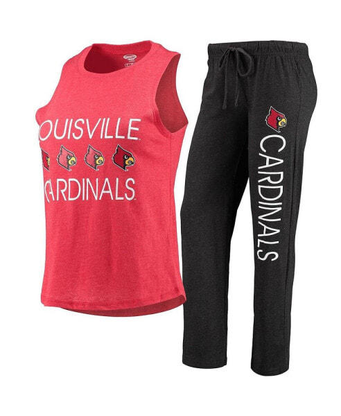 Женская пижама Concepts Sport Womens Black, Red Louisville Cardinals Tank Top and Pants Sleep Set