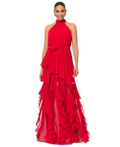 Women's Ruffled Halter Gown