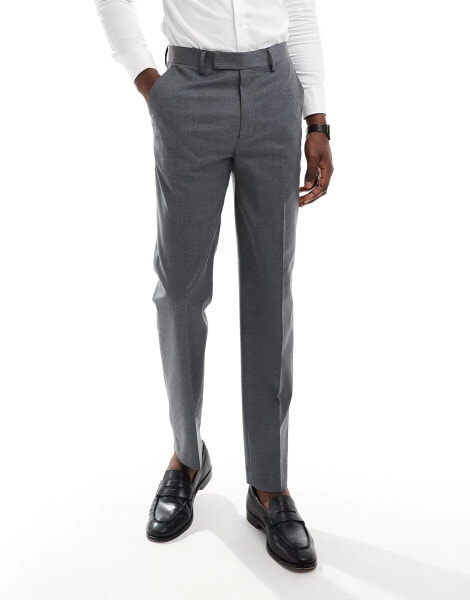 ASOS DESIGN slim fit suit trousers with wool in charcoal