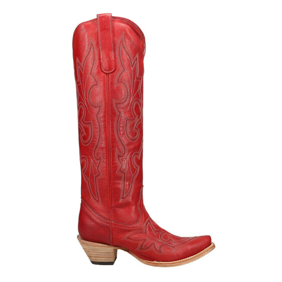 Corral Boots Tall Top Embroidery Snip Toe Cowboy Womens Red Casual Boots A4465