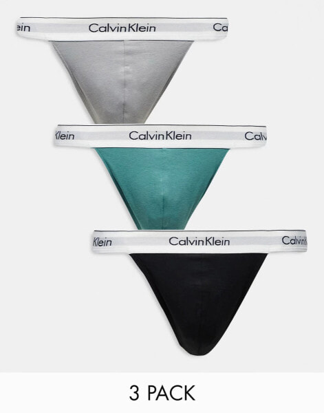 Calvin Klein modern cotton stretch thongs 3 pack in multi