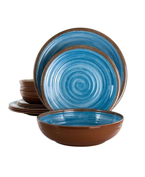 Rippled Tides Melamine Dinnerware Set of 12 Pieces