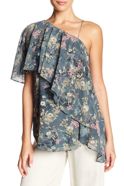 Haute Hippie 154083 Women's One Shoulder Floral Blouse Lux Lisbon Sz. Medium