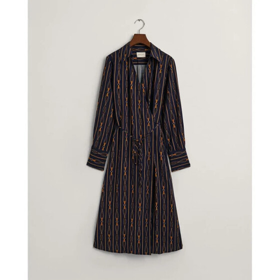 GANT Rope Wrap Long Sleeve Long Dress