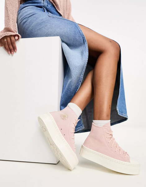 Converse Chuck Taylor All Star Modern Lift Hi trainers in pink