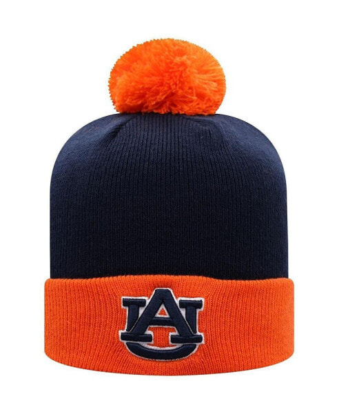 Men's Navy and Orange Auburn Tigers Core 2-Tone Cuffed Knit Hat with Pom