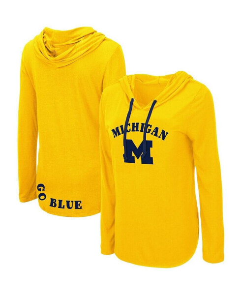 Women's Maize Michigan Wolverines My Lover Lightweight Hooded Long Sleeve T-shirt