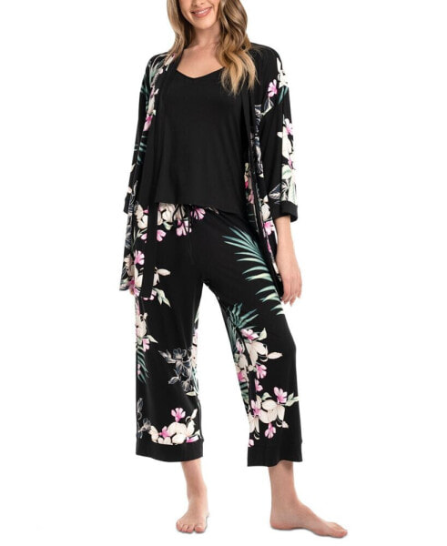 Women's 3-Pc. Printed Travel Sleep Set