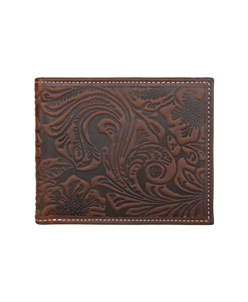 Men's Western Embossed Leather Bifold Wallet