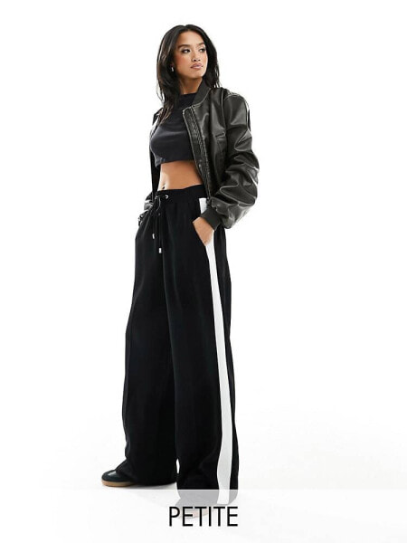 River Island Petite jogger with stripe side in black