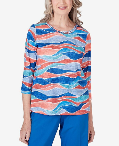 Petite Neptune Beach Crew Neck Beach Wave Top