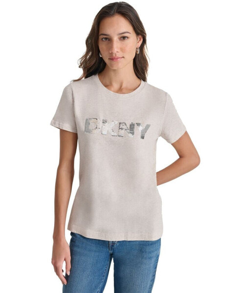 Women's Sequin Logo Crewneck T-Shirt