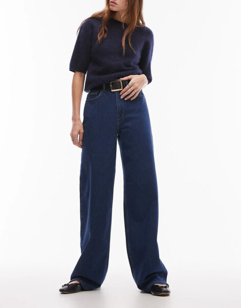 Selected Femme Wide fit jeans in dark blue