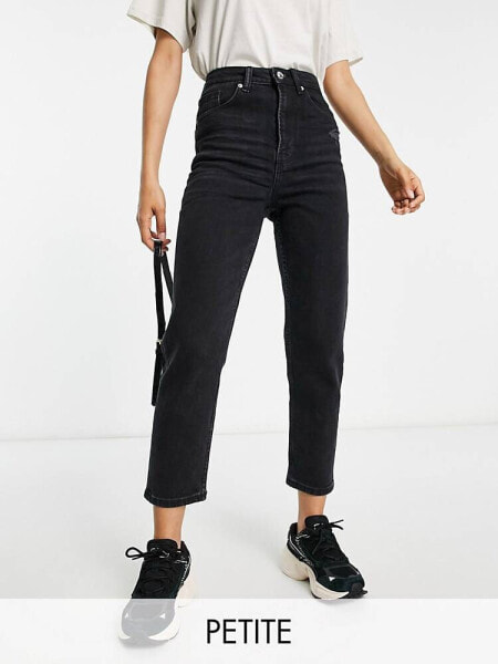 Bershka Petite comfort fit mom jean in black