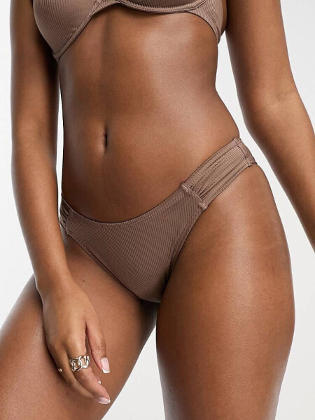 Dorina Kibera high leg bikini bottom in brown 