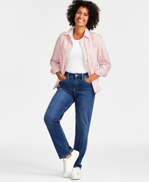 Women's Curvy Straight-Leg High Rise Jeans, Created for Macy's