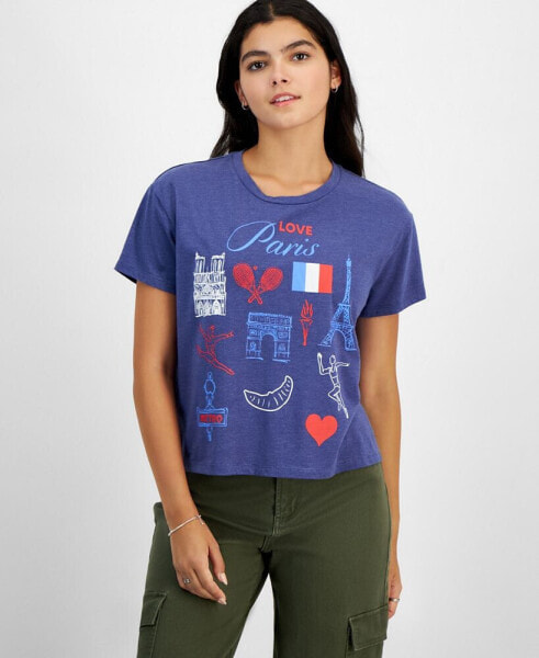 Juniors' Paris Graphic-Print Tee