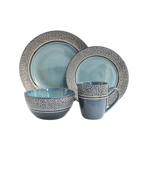 Mosaic Blue 16 Pc Dinnerware Set