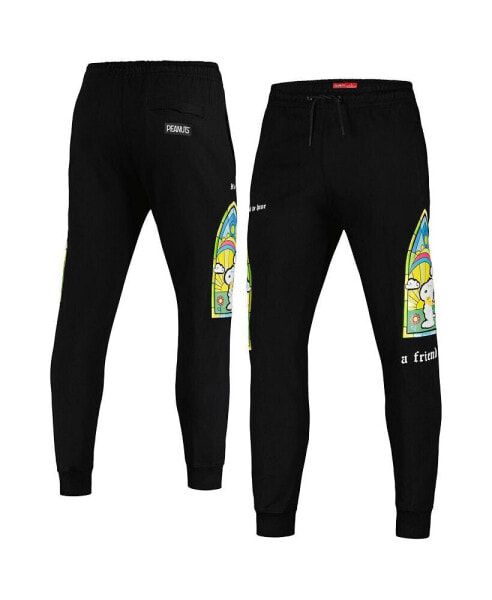 Men's Black Peanuts Snoopy A Friend Jogger Pants