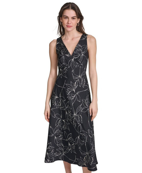 Women's Printed Double V-Neck Dress