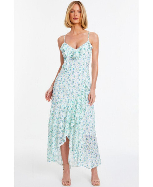 Women's Chiffon Jacquard Strappy Maxi Dress