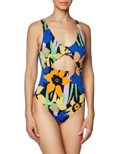 Roxy Women's Color Jam One Piece Swimsuit ANTHRACITE FLOWER JAMMIN Size L