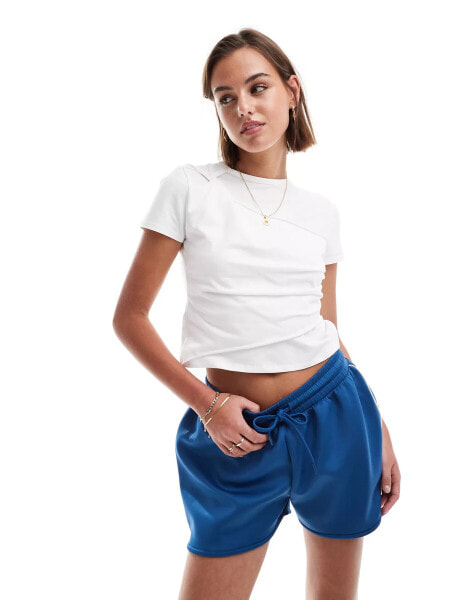 ASOS DESIGN twist front t-shirt in white