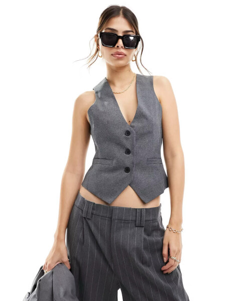 ASOS DESIGN tailored waistcoat in charcoal