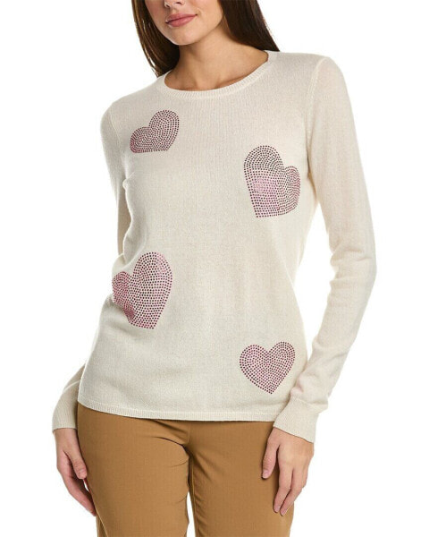 Sofiacashmere Hearts Cashmere Sweater Women's White Xs