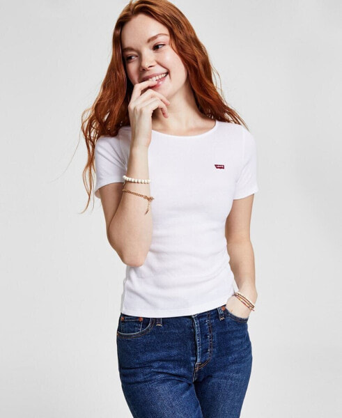 Women's Slim Fit Honey Ribbed Logo T-Shirt