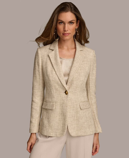 Donna Karan Women's Tweed One-Button Blazer