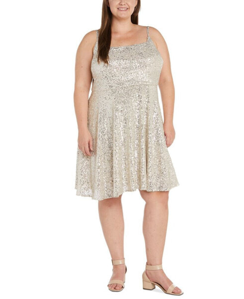 Trendy Plus Size Sequin Skater Dress