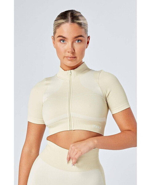 Women's Recycled Colour Block Zip-up Crop Top