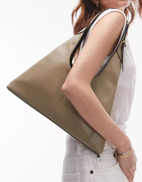 Topshop Sirius triangular shoulder bag in sage