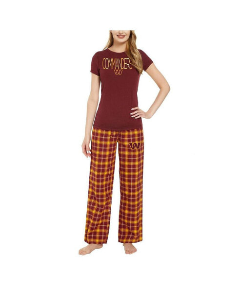 Women's Burgundy, Gold Washington Commanders Arctic T-shirt and Flannel Pants Sleep Set