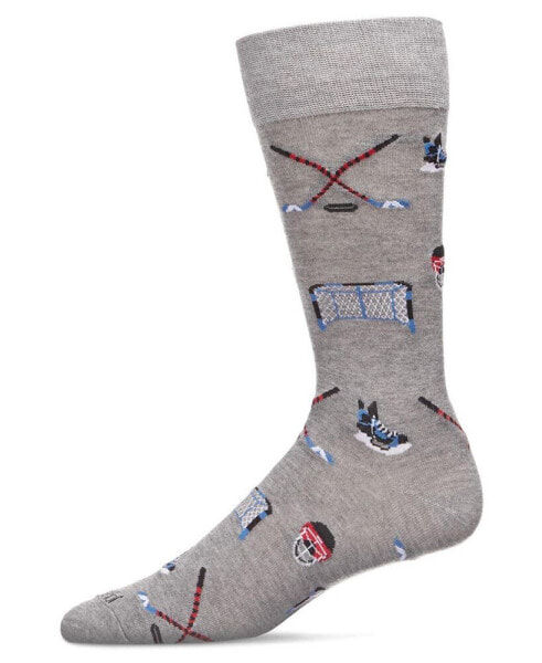 Men's Hockey Loving Rayon from Bamboo Blend Novelty Crew Socks