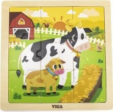 Viga Viga 44623 Puzzle na podkładce 9 elementów - Krowa