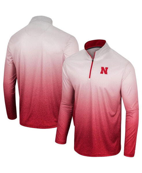 Men's White, Scarlet Nebraska Huskers Laws of Physics Quarter-Zip Windshirt