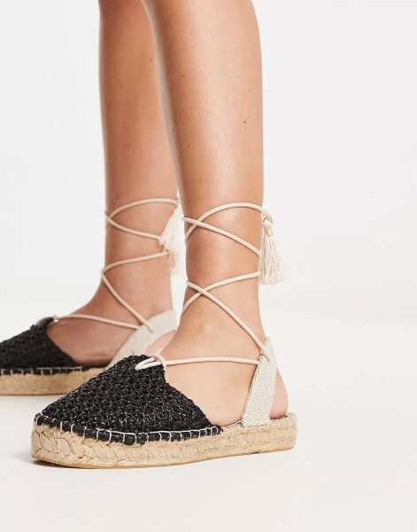 South Beach – Gewebte Espadrilles in Schwarz