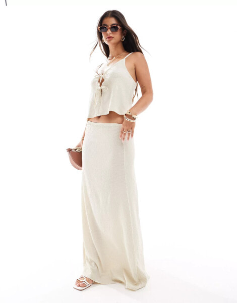 Miss Selfridge textured maxi skirt in stone