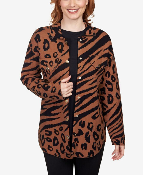 Petite Bold Animal Print Shacket Jacket