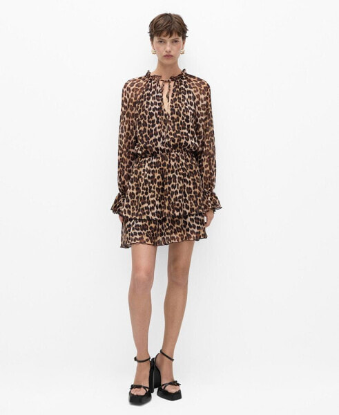 Women's Leopard Print Flared Dress