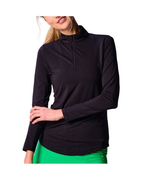 Women's LONG SLEEVE MIOCK NECK TOP BLACK Large