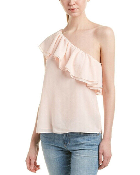 Rebecca Taylor 157613 Women's One-Shoulder Silk Ruffle Blouse Misty Rose Sz. 6