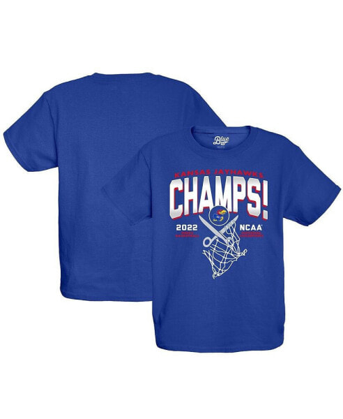 Big Boys Royal Kansas Jayhawks 2022 NCAA Men's Basketball National Champions Cut The Net T-shirt