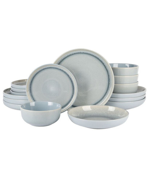 Elite Juno Moon Double Bowl Reactive 16 Piece Dinnerware Set, Service for 4