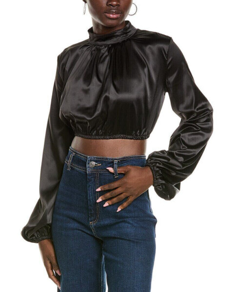 To My Lovers Mock Neck Crop Blouse Women's