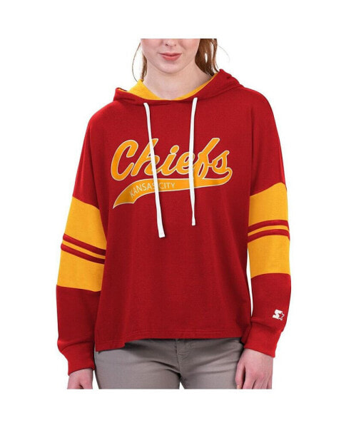 Women's Red Kansas City Chiefs Bump And Run Long Sleeve Hoodie T-shirt